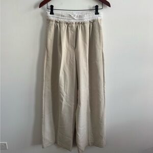 Size S OAK + FORT White Elastic Waist Pants
